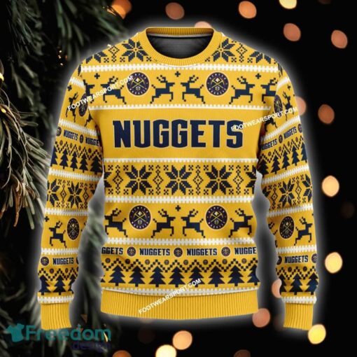 Custom Name NEW Seasonal Denver Nuggets Knitted Christmas Sweater AOP Gift Holidays - NBA Denver Nuggets Ugly Christmas Sweater For Men And Women Photo 1