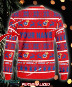 Custom Name NEW Shepherds Kansas Jayhawks Ugly Xmas Sweater Gift Holidays - NCAA Kansas Jayhawks Ugly Christmas Sweater For Men And Women Photo 2