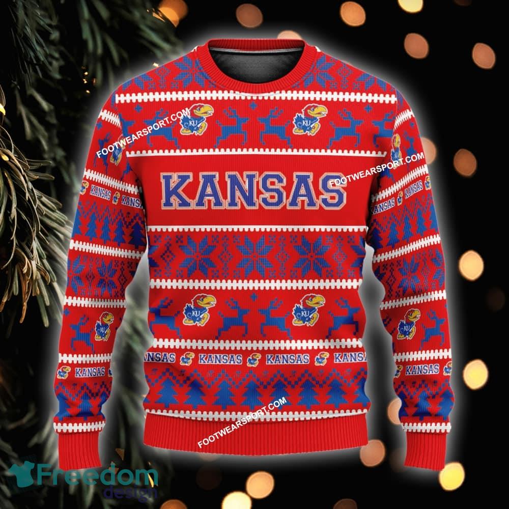 Custom Name NEW Shepherds Kansas Jayhawks Ugly Xmas Sweater Gift Holidays - NCAA Kansas Jayhawks Ugly Christmas Sweater For Men And Women Photo 1