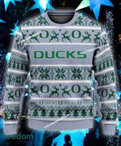 Custom Name NEW Skiing Oregon Ducks Ugly Christmas Sweater Gift For Men And Women - NCAA Oregon Ducks Ugly Christmas Sweater For Men And Women Photo 1