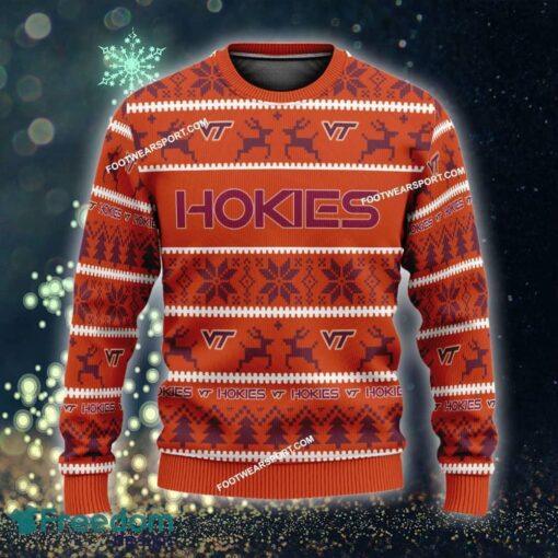 Custom Name NEW Sleigh Virginia Tech Hokies Ugly Christmas 3D Sweater Gift For Adult - NCAA Virginia Tech Hokies Ugly Christmas Sweater For Men And Women Photo 1