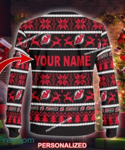 Custom Name NEW Snow New Jersey Devils Knitted Xmas Sweater AOP Gift Holidays - NHL New Jersey Devils Ugly Christmas Sweater For Men And Women Photo 2