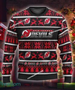 Custom Name NEW Snow New Jersey Devils Knitted Xmas Sweater AOP Gift Holidays - NHL New Jersey Devils Ugly Christmas Sweater For Men And Women Photo 1