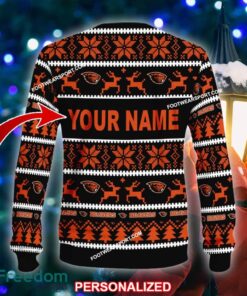 Custom Name NEW Snowboard Oregon State Beavers Knitted Xmas Sweater AOP Gift Holidays - NCAA Oregon State Beavers Ugly Christmas Sweater For Men And Women Photo 2