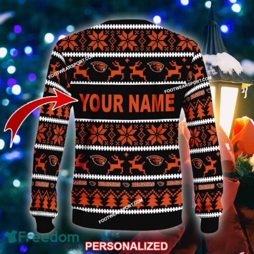 Custom Name NEW Snowboard Oregon State Beavers Knitted Xmas Sweater AOP Gift Holidays - NCAA Oregon State Beavers Ugly Christmas Sweater For Men And Women Photo 2