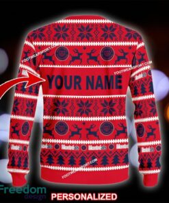 Custom Name NEW Snowfall Montreal Alouettes Ugly Christmas 3D Sweater Gift For Adult - CFL Montreal Alouettes Ugly Christmas Sweater For Men And Women Photo 2