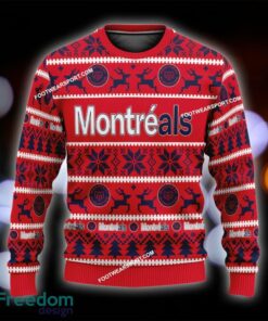 Custom Name NEW Snowfall Montreal Alouettes Ugly Christmas 3D Sweater Gift For Adult - CFL Montreal Alouettes Ugly Christmas Sweater For Men And Women Photo 1