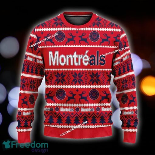 Custom Name NEW Snowfall Montreal Alouettes Ugly Christmas 3D Sweater Gift For Adult - CFL Montreal Alouettes Ugly Christmas Sweater For Men And Women Photo 1