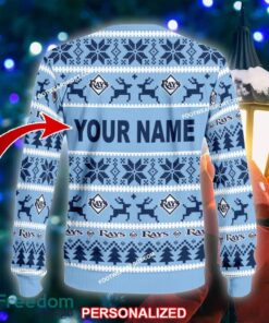 Custom Name NEW Snowflake Tampa Bay Rays Ugly Christmas 3D Sweater Gift For Adult - MLB Tampa Bay Rays Ugly Christmas Sweater For Men And Women Photo 2