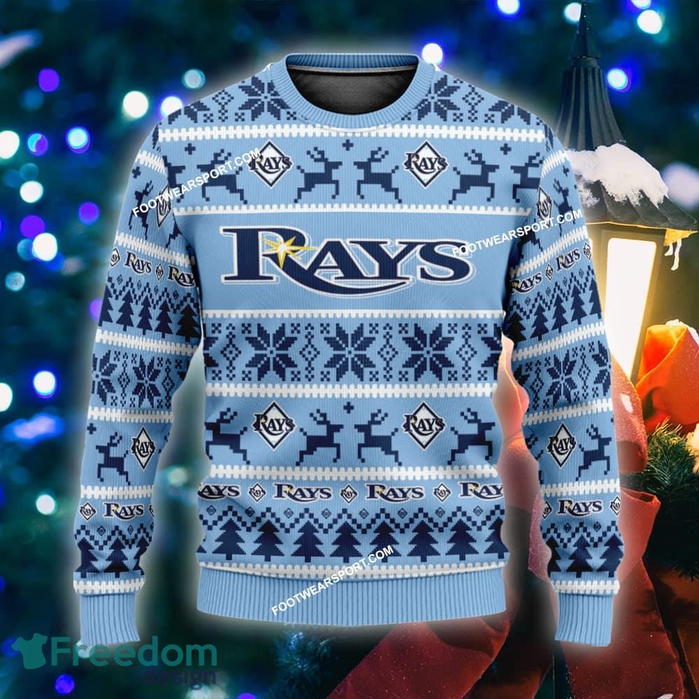 Custom Name NEW Snowflake Tampa Bay Rays Ugly Christmas 3D Sweater Gift For Adult - MLB Tampa Bay Rays Ugly Christmas Sweater For Men And Women Photo 1