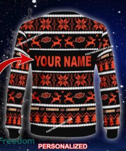 Custom Name NEW Snowplow Oklahoma State Cowboys Ugly Christmas Sweater Gift Holidays - NCAA Oklahoma State Cowboys Ugly Christmas Sweater For Men And Women Photo 2