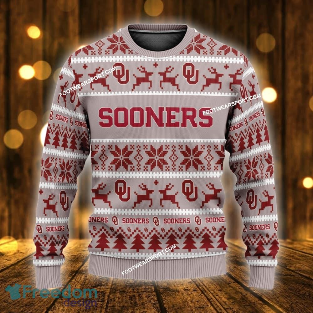 Custom Name NEW Snowsuit Oklahoma Sooners Ugly Xmas 3D Sweater Gift For Men And Women - NCAA Oklahoma Sooners Ugly Christmas Sweater For Men And Women Photo 1