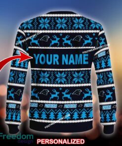 Custom Name NEW Snowy Carolina Panthers Knitted Xmas Sweater Gift For Men And Women - NFL Carolina Panthers Ugly Christmas Sweater For Men And Women Photo 2