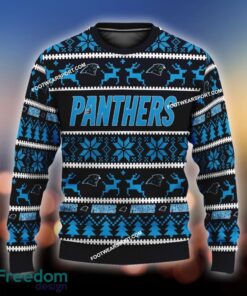 Custom Name NEW Snowy Carolina Panthers Knitted Xmas Sweater Gift For Men And Women - NFL Carolina Panthers Ugly Christmas Sweater For Men And Women Photo 1