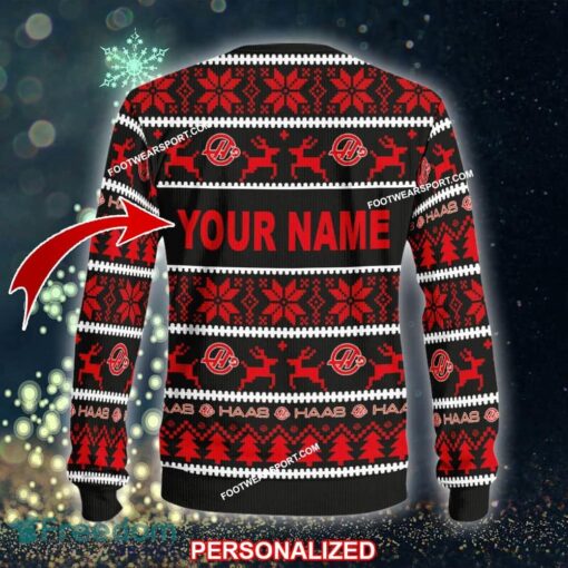 Custom Name NEW Snowy F1 Racing MoneyGram Haas F1 Team Knitted Xmas Sweater AOP Gift For Men And Women - F1 Racing MoneyGram Haas F1 Team Ugly Christmas Sweater For Men And Women Photo 2