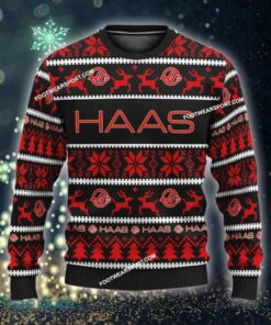 Custom Name NEW Snowy F1 Racing MoneyGram Haas F1 Team Knitted Xmas Sweater AOP Gift For Men And Women - F1 Racing MoneyGram Haas F1 Team Ugly Christmas Sweater For Men And Women Photo 1