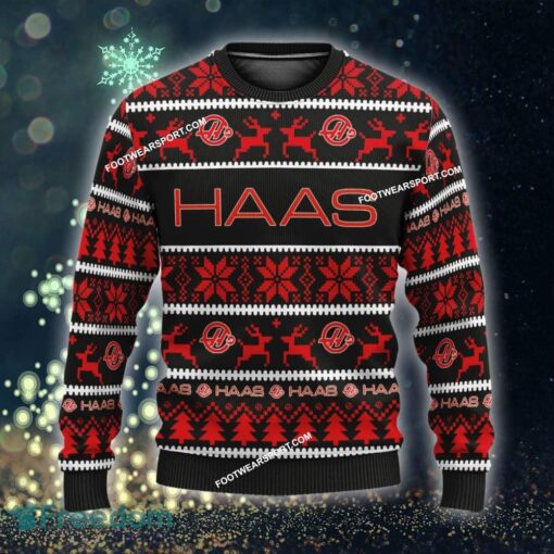 Custom Name NEW Snowy F1 Racing MoneyGram Haas F1 Team Knitted Xmas Sweater AOP Gift For Men And Women - F1 Racing MoneyGram Haas F1 Team Ugly Christmas Sweater For Men And Women Photo 1