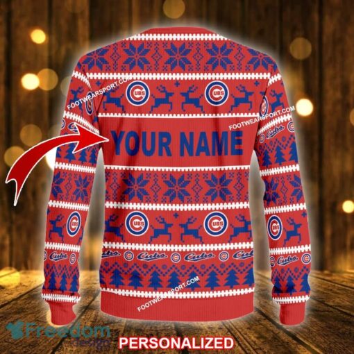 Custom Name NEW Special Chicago Cubs Knitted Christmas Sweater Gift For Men And Women - MLB Chicago Cubs Ugly Christmas Sweater For Men And Women Photo 2