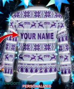 Custom Name NEW Star TCU Horned Frogs Ugly Christmas Sweater Gift Holidays - NCAA TCU Horned Frogs Ugly Christmas Sweater For Men And Women Photo 2