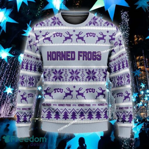 Custom Name NEW Star TCU Horned Frogs Ugly Christmas Sweater Gift Holidays - NCAA TCU Horned Frogs Ugly Christmas Sweater For Men And Women Photo 1