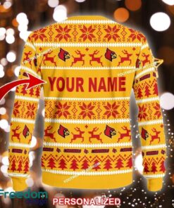 Custom Name NEW Starry Louisville Cardinals Ugly Christmas Sweater Gift Holidays - NCAA Louisville Cardinals Ugly Christmas Sweater For Men And Women Photo 2