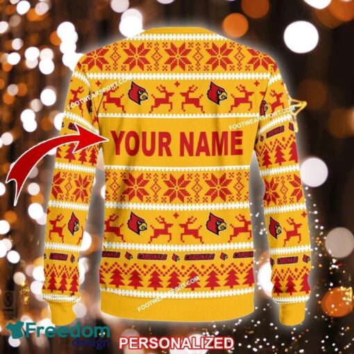 Custom Name NEW Starry Louisville Cardinals Ugly Christmas Sweater Gift Holidays - NCAA Louisville Cardinals Ugly Christmas Sweater For Men And Women Photo 2