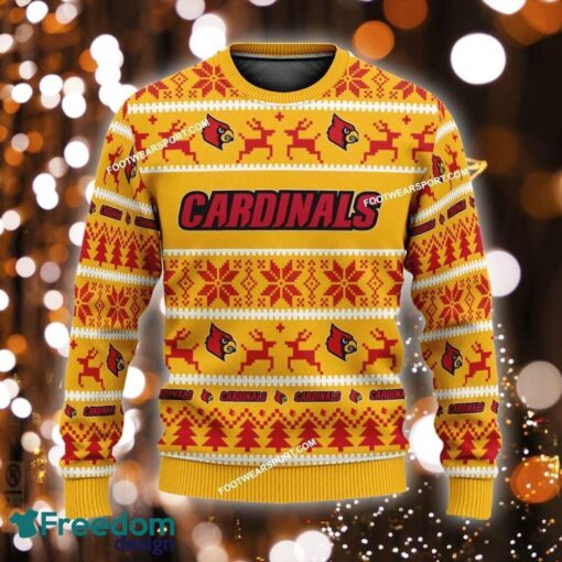 Custom Name NEW Starry Louisville Cardinals Ugly Christmas Sweater Gift Holidays - NCAA Louisville Cardinals Ugly Christmas Sweater For Men And Women Photo 1