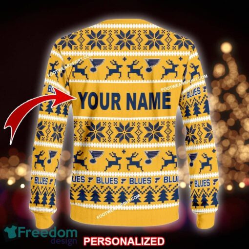 Custom Name NEW Style St. Louis Blues Ugly Christmas Sweater Gift Holidays - NHL St. Louis Blues Ugly Christmas Sweater For Men And Women Photo 2