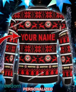 Custom Name NEW Stylish Brentford Knitted Christmas Sweater Gift For Adult - EPL Brentford Ugly Christmas Sweater For Men And Women Photo 2