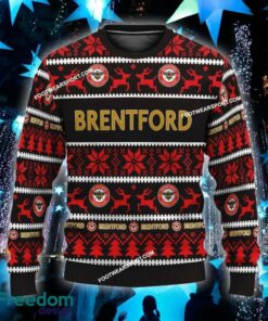 Custom Name NEW Stylish Brentford Knitted Christmas Sweater Gift For Adult - EPL Brentford Ugly Christmas Sweater For Men And Women Photo 1