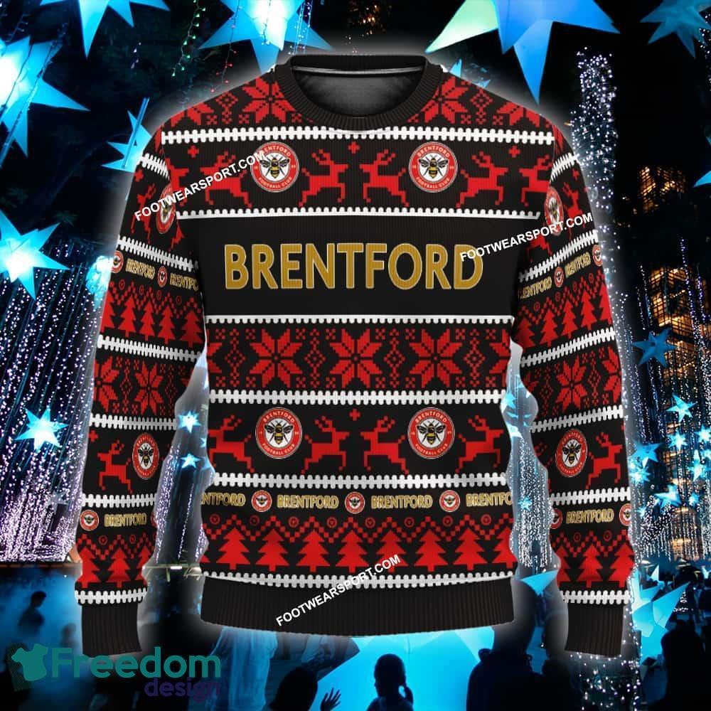 Custom Name NEW Stylish Brentford Knitted Christmas Sweater Gift For Adult - EPL Brentford Ugly Christmas Sweater For Men And Women Photo 1