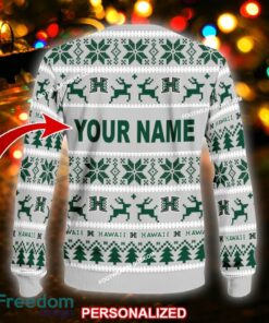 Custom Name NEW Swaddling Hawaii Rainbow Warriors Ugly Christmas 3D Sweater Gift For Adult - NCAA Hawaii Rainbow Warriors Ugly Christmas Sweater For Men And Women Photo 2