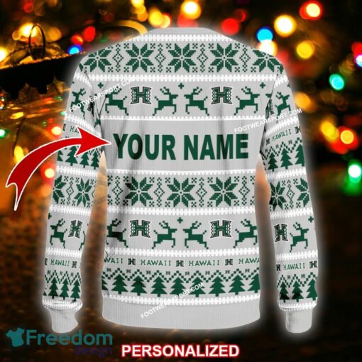 Custom Name NEW Swaddling Hawaii Rainbow Warriors Ugly Christmas 3D Sweater Gift For Adult - NCAA Hawaii Rainbow Warriors Ugly Christmas Sweater For Men And Women Photo 2