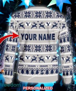 Custom Name NEW Tags BYU Cougars Knitted Christmas Sweater Gift For Men And Women - NCAA BYU Cougars Ugly Christmas Sweater For Men And Women Photo 2