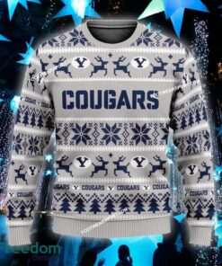 Custom Name NEW Tags BYU Cougars Knitted Christmas Sweater Gift For Men And Women - NCAA BYU Cougars Ugly Christmas Sweater For Men And Women Photo 1