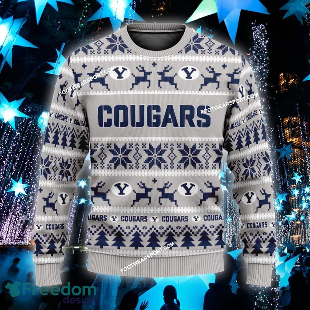 Custom Name NEW Tags BYU Cougars Knitted Christmas Sweater Gift For Men And Women - NCAA BYU Cougars Ugly Christmas Sweater For Men And Women Photo 1