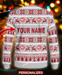 Custom Name NEW Textile Atlanta Hawks Ugly Xmas Sweater Gift For Adult - NBA Atlanta Hawks Ugly Christmas Sweater For Men And Women Photo 2