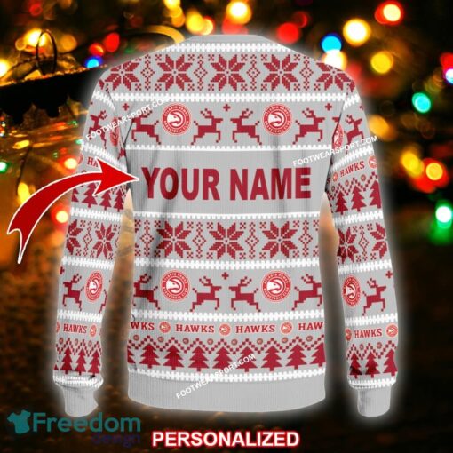 Custom Name NEW Textile Atlanta Hawks Ugly Xmas Sweater Gift For Adult - NBA Atlanta Hawks Ugly Christmas Sweater For Men And Women Photo 2