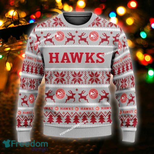 Custom Name NEW Textile Atlanta Hawks Ugly Xmas Sweater Gift For Adult - NBA Atlanta Hawks Ugly Christmas Sweater For Men And Women Photo 1