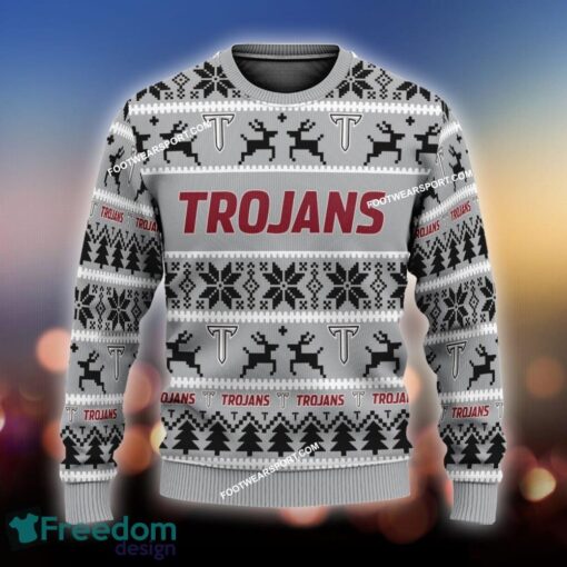 Custom Name NEW Tinsel Troy Trojans Knitted Christmas Sweater AOP Gift Holidays - NCAA Troy Trojans Ugly Christmas Sweater For Men And Women Photo 1