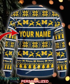 Custom Name NEW Toboggan Michigan Wolverines Ugly Christmas 3D Sweater Gift For Adult - NCAA Michigan Wolverines Ugly Christmas Sweater For Men And Women Photo 2