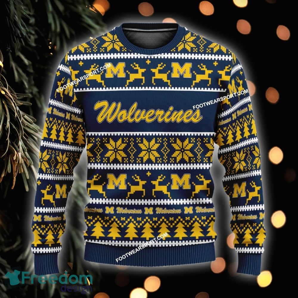 Custom Name NEW Toboggan Michigan Wolverines Ugly Christmas 3D Sweater Gift For Adult - NCAA Michigan Wolverines Ugly Christmas Sweater For Men And Women Photo 1