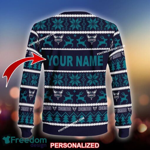 Custom Name NEW Tradition Charlotte Hornets Ugly Christmas Sweater Gift Holidays - NBA Charlotte Hornets Ugly Christmas Sweater For Men And Women Photo 2