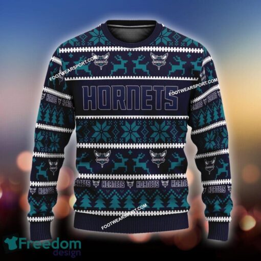 Custom Name NEW Tradition Charlotte Hornets Ugly Christmas Sweater Gift Holidays - NBA Charlotte Hornets Ugly Christmas Sweater For Men And Women Photo 1