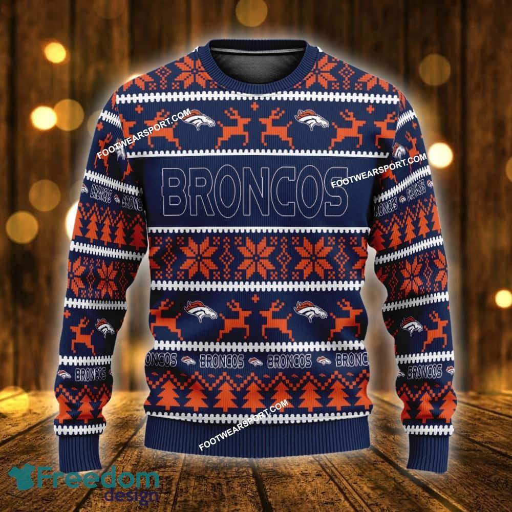 Custom Name NEW Traditional Denver Broncos Ugly Xmas Sweater Gift Holidays image Custom Name NEW Traditional Denver Broncos Ugly Xmas Sweater Gift Holidays - NFL Denver Broncos Ugly Christmas Sweater For Men And Women Photo 1
