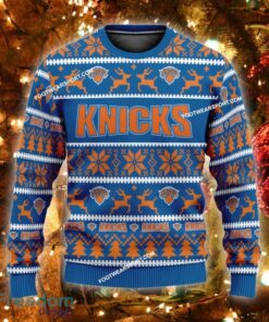 Custom Name NEW Trendy New York Knicks Knitted Christmas Sweater AOP Gift Holidays - NBA New York Knicks Ugly Christmas Sweater For Men And Women Photo 1