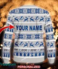 Custom Name NEW Trendy Tampa Bay Lightning Knitted Christmas Sweater Gift For Adult - NHL Tampa Bay Lightning Ugly Christmas Sweater For Men And Women Photo 2