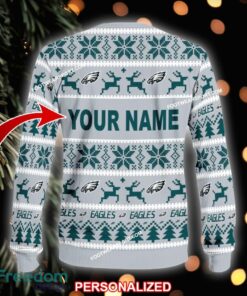 Custom Name NEW Weave Philadelphia Eagles Knitted Christmas Sweater AOP Gift Holidays - NFL Philadelphia Eagles Ugly Christmas Sweater For Men And Women Photo 2