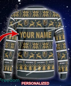 Custom Name NEW Winter Vegas Golden Knights Knitted Christmas Sweater AOP Gift Holidays - NHL Vegas Golden Knights Ugly Christmas Sweater For Men And Women Photo 2