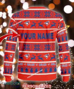 Custom Name NEW Woolen Toronto Blue Jays Knitted Christmas Sweater Gift For Men And Women - MLB Toronto Blue Jays Ugly Christmas Sweater For Men And Women Photo 2